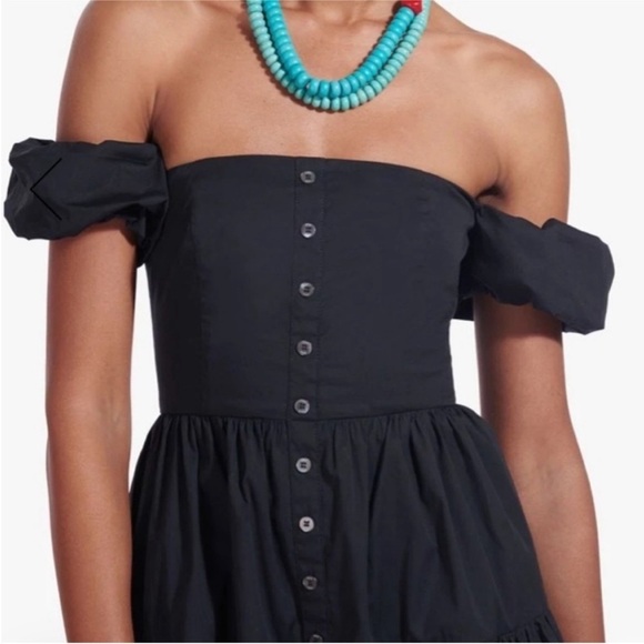 - Staud Size 10 Mini Elio Dress black summer beach  $245 - Picture 3 of 4